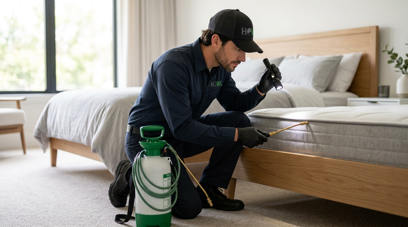 Howl Pest Control technician carrying out bed bug treatment in North West England