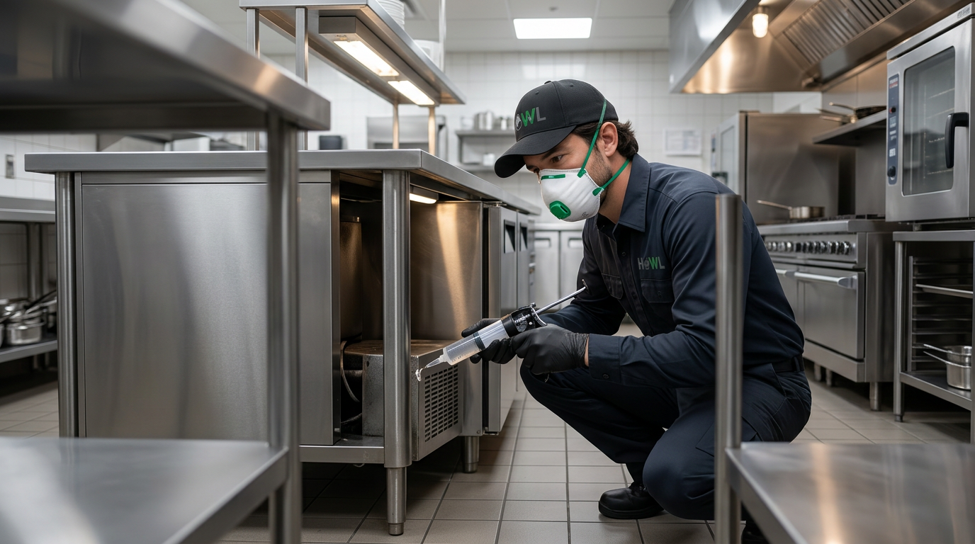 Howl Pest Control technician carrying out cockroach control in North West England