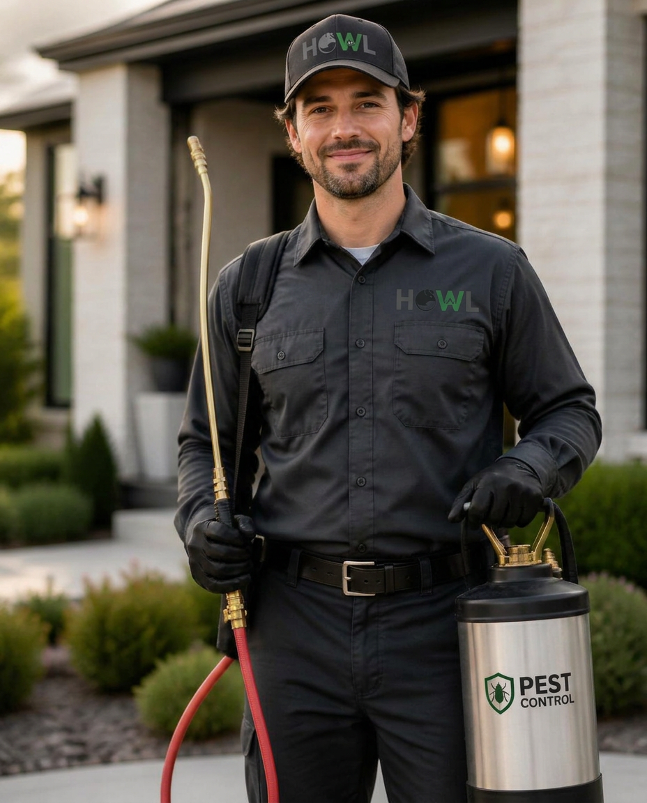 Howl Pest Control technician in branded uniform